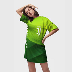 Футболка женская длинная Ювентус лого на зеленом фоне, цвет: 3D-принт — фото 2