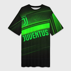 Футболка женская длинная Juventus green line, цвет: 3D-принт