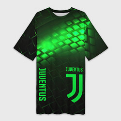 Футболка женская длинная Juventus green logo neon, цвет: 3D-принт