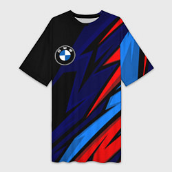 Женская длинная футболка BMW - m colors and black