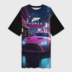 Футболка женская длинная Forza night racing, цвет: 3D-принт