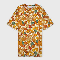 Женская длинная футболка Осенние листья узор