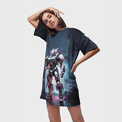 Футболка женская длинная Робот-штурмовик, цвет: 3D-принт — фото 2