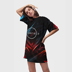 Футболка женская длинная Starfield abstract logo, цвет: 3D-принт — фото 2