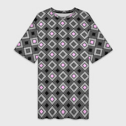 Женская длинная футболка Серо - розовый геометрический узор