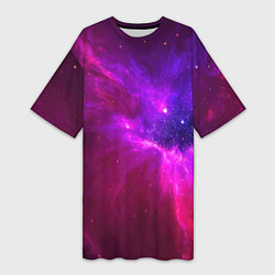 Футболка женская длинная Бескрайнее космическое пространство - галактика, цвет: 3D-принт