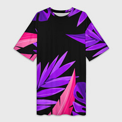 Женская длинная футболка Floral composition - neon