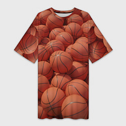 Футболка женская длинная Узор с баскетбольными мячами, цвет: 3D-принт