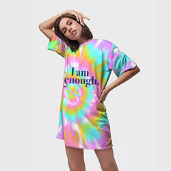 Футболка женская длинная I am Kenough - retro tie-dye, цвет: 3D-принт — фото 2