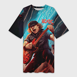 Футболка женская длинная ACDC rock music, цвет: 3D-принт