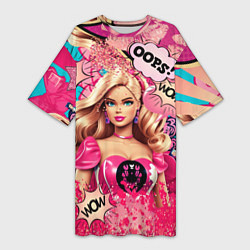 Женская длинная футболка Барби в стиле поп арт