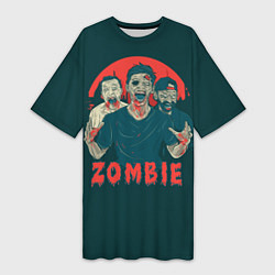 Футболка женская длинная Zombie - день мертвеца, цвет: 3D-принт