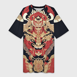 Футболка женская длинная Татуировка дух дракона, цвет: 3D-принт