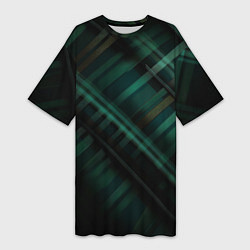 Женская длинная футболка Тёмно-зелёная шотландская клетка