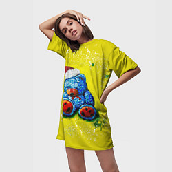 Футболка женская длинная Плюшевый Санта Клаус, цвет: 3D-принт — фото 2