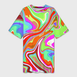 Женская длинная футболка Цветная плазменная абстракция