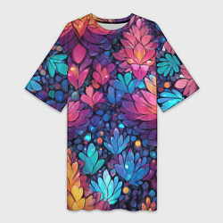 Женская длинная футболка Растительный абстрактный узор