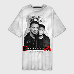 Женская длинная футболка Depeche Mode - Dave Gahan and Martin Gore с венком