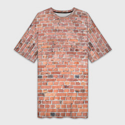 Женская длинная футболка Кирпичная стена узор