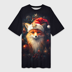 Футболка женская длинная New year s fox, цвет: 3D-принт