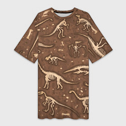 Женская длинная футболка Dinosaurs bones