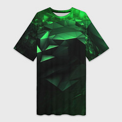 Женская длинная футболка Видение зеленого в абстракции