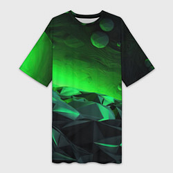 Женская длинная футболка Абстрактное эхо зелени
