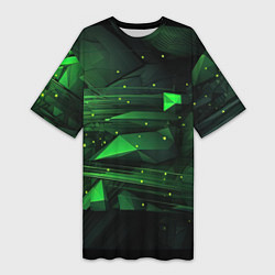 Женская длинная футболка Преобразования зеленого в абстракции