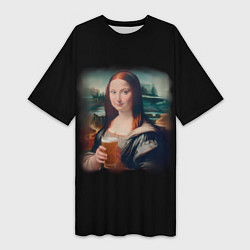 Женская длинная футболка Мона Лиза с пивком