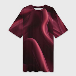 Футболка женская длинная Бордовый шелк, цвет: 3D-принт