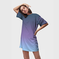 Футболка женская длинная Градиент синий фиолетовый голубой, цвет: 3D-принт — фото 2