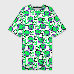 Футболка женская длинная The Crowned smiley, цвет: 3D-принт