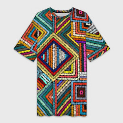 Женская длинная футболка Этнический узор вышивка