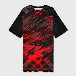 Женская длинная футболка Черно красные текстуры