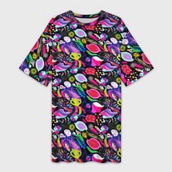 Женская длинная футболка Разноцветный листопад