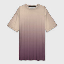 Женская длинная футболка Градиент приглушённый бежевый и бордо