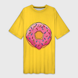 Футболка женская длинная Пончик Гомера, цвет: 3D-принт