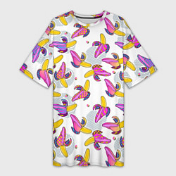 Женская длинная футболка Разноцветный банан