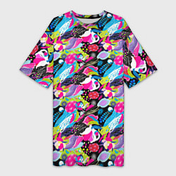 Женская длинная футболка Цветочный листопад