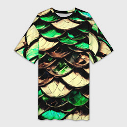 Женская длинная футболка Чешуя зеленого дракона