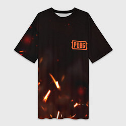 Женская длинная футболка PUBG fire war