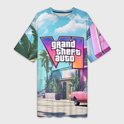 Женская длинная футболка GTA 6 Vice city