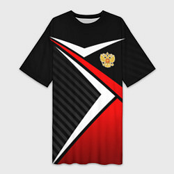 Женская длинная футболка Russia - black and red