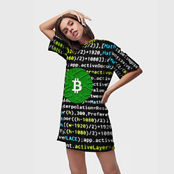 Футболка женская длинная Bitcoin сатоши, цвет: 3D-принт — фото 2