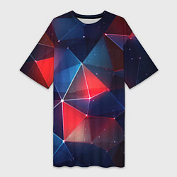 Женская длинная футболка Синяя геометрическая абстракция