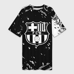 Женская длинная футболка Barcelona белые краски спорт