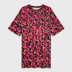 Женская длинная футболка Мелкая мозаика розовый