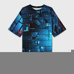 Женская длинная футболка Синие абстрактные плиты