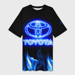 Женская длинная футболка Toyota neon fire
