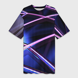 Женская длинная футболка Фиолетовая геометрическая абстракция